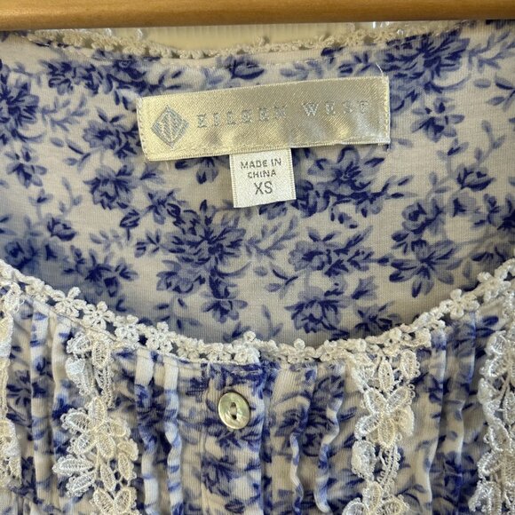 Eileen West Nightgown Blue Floral XS Sleeveless Maxi Cottagecore Sleep Dress - Picture 7 of 7